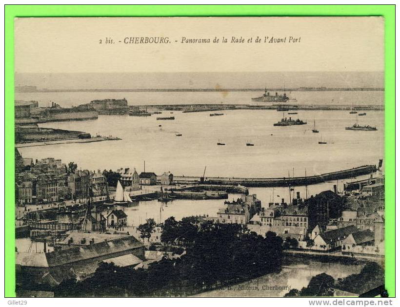 CHERBOURG (50) - PANORAMA DE LA RADE ET DE L´AVANT PORT - A.B. ÉDITEUR - DOS VERT - ÉCRITE EN 1927 - - Gibraltar