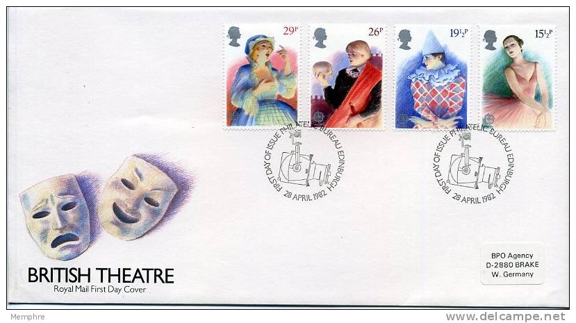 1982  Europa CEPT   FDC Historical Events - British Theatre   Mi Nr 914-7 - 1971-1980 Em. Décimales