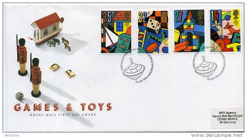 1989  Europa CEPT   FDC Games And Toys Mi Nr 1202-5 - 1971-1980 Decimal Issues