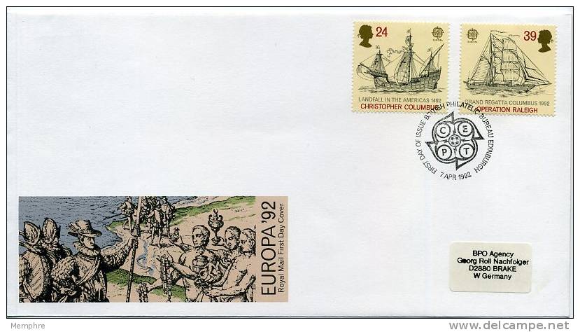 1992  Europa CEPT   FDC   Discovery Of The Americas   Mi Nr 1400-1 - 1971-1980 Decimal Issues