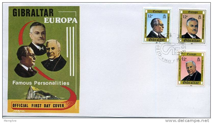 1980  Europa FDC Famous Personalities    Mi Nr 405-7 - Gibraltar