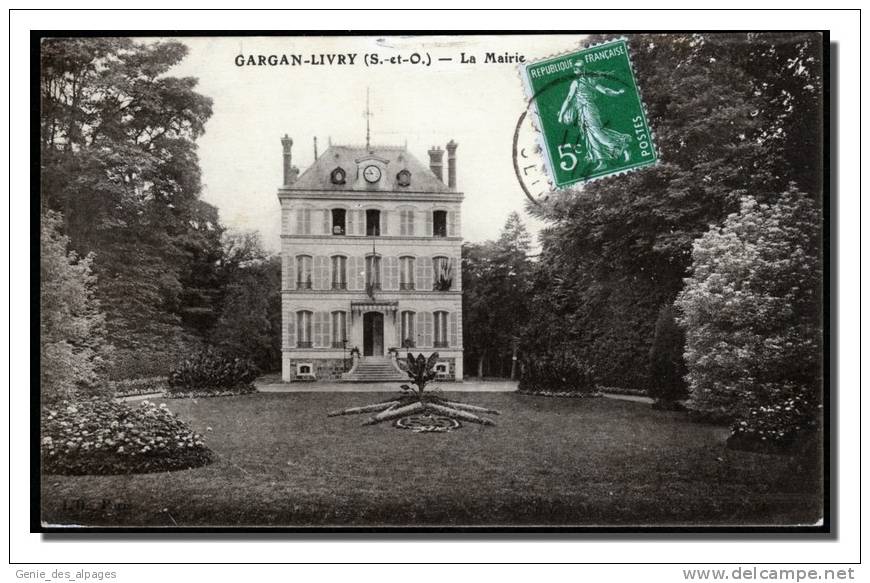 93 LIVRY GARGAN La Mairie, Parc, CPA Dos DivisÃ©, VoyagÃ© - Livry Gargan