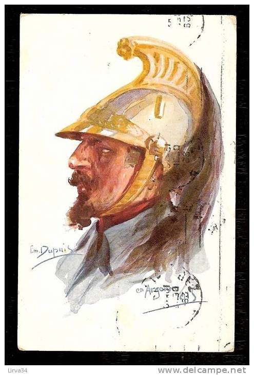 CPA ANCIENNE- FRANCE-  ILLUSTRATION EMILE DUPUIS-  AQUARELLE- PORTRAIT D´UN POILU - ARGONE 1915 ! GROS PLAN - Dupuis, Emile