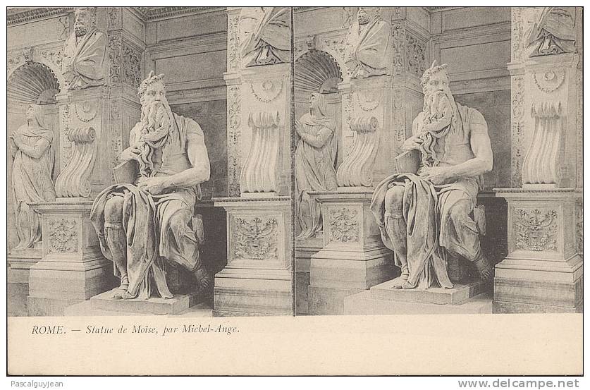 CPA STEREO - ROME - Statue De Moïse Par Michel-Ange - Cartes Stéréoscopiques