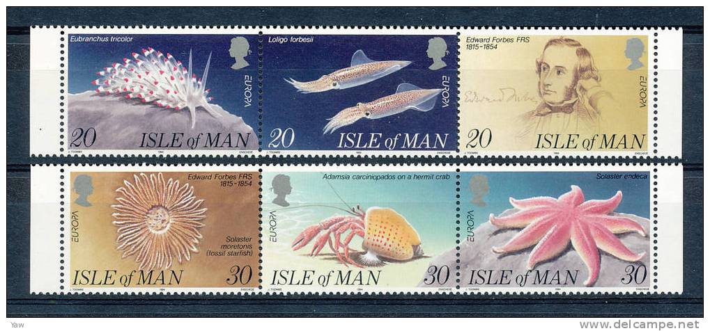 ISOLA DI MAN 1994 EUROPA ´94. IN ONORE DI EDWARD FORBES 1815-1854 SERIE COMPLETA MNH** YT 623/28 - 1994