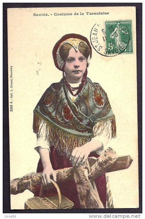 CPA ANCIENNE- FRANCE- MOUTIERS (73)- JEUNE FILLE DE LA TARENTAISE EN COSTUME LOCAL AVEC UNE PANIERE- TRES GROS PLAN - Moutiers