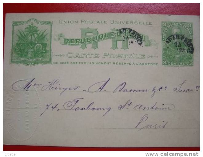 Entier Postal Voyagé 1902 Avec Cachet Relief Sec - Haïti