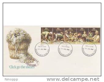 Australia   1986  Click Go The Shears Strip 5 FDC - FDC