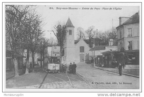 94 ) BRY SUR MARNE, EntrÃ©e Du Pays, Place De L'Ã©glise, E Laciolle Ã©dit ANIMEE, Tramway - Bry Sur Marne