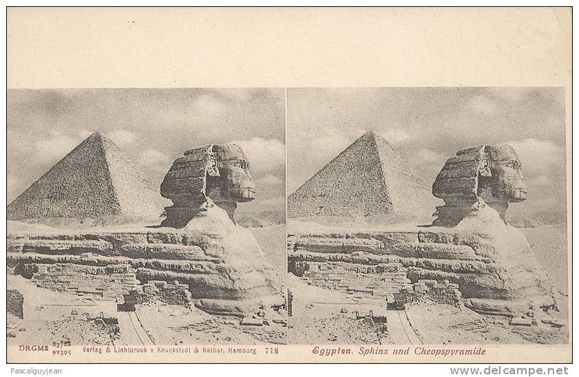 CPA STEREO EGYPTE - SPHINX Et La PYRAMIDE DE KHEOPS - Cartoline Stereoscopiche