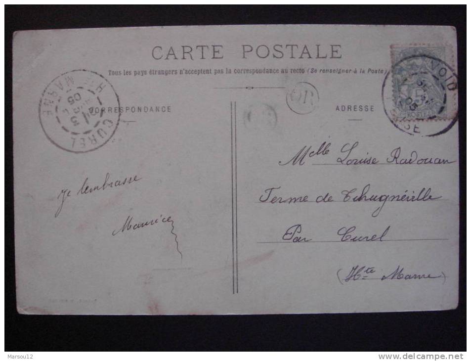 5 Centimes BLANC Vert-Bleu Avec Oblitération OR Et PIQUAGE  Partiel Sur Carte Postale De Valeur: RARE !!!! - 1900-29 Blanc