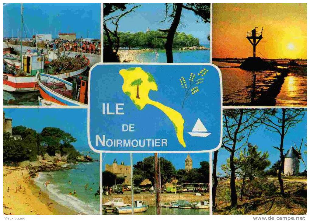 CPSM. ILE DE NOIRMOUTIER. 7 VUES. DATEE 1987. - Noirmoutier