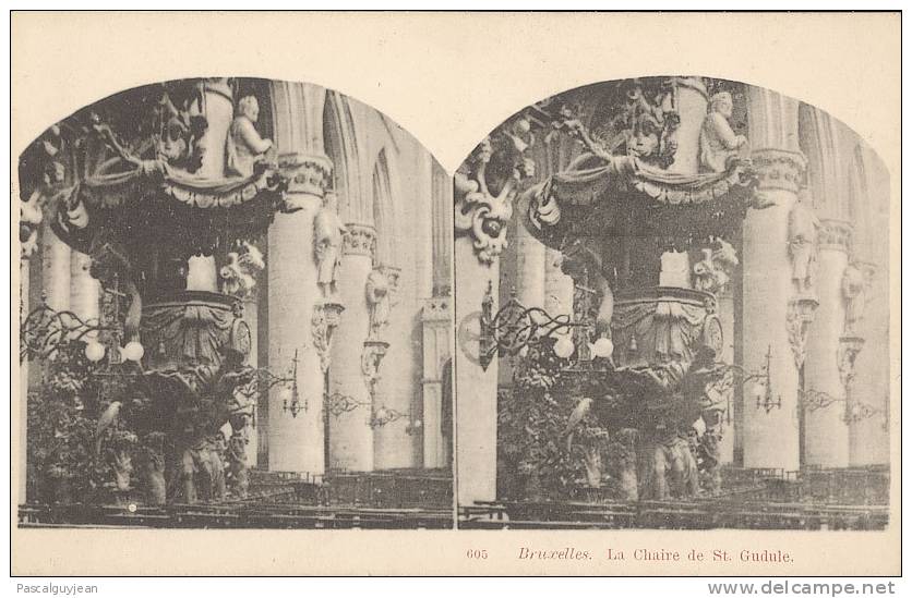 CPA STEREO BRUXELLES - La Chaire De St Gudule - Cartoline Stereoscopiche