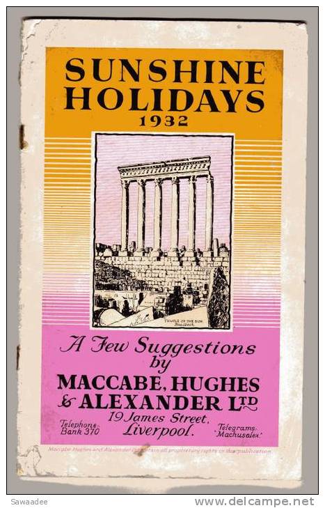 CATALOGUE - SUNSHINE HOLIDAYS - 1932 - COMPAGNIE TRANSPORT MARITIME - Wereld