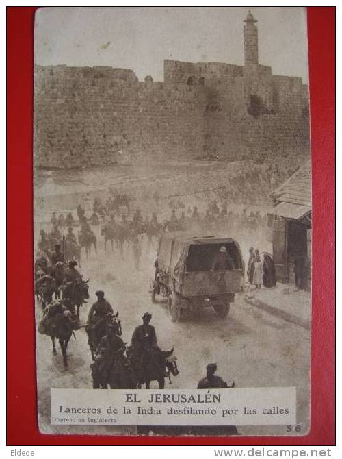 Jerusalem Troupe Indiennes Defilant   Indians Troops Lanciers WWI Guerre 1914 - Israël