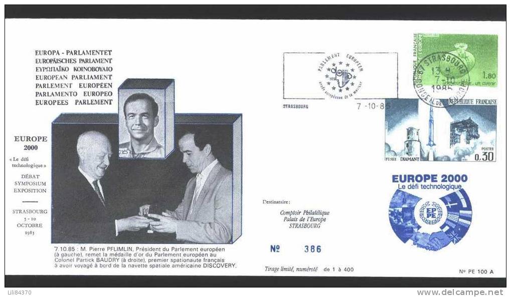 FDC . EUROPA Parlement.  Patick BAUDRY . 07.10.1985   ( Tirage 400ex) - Europe