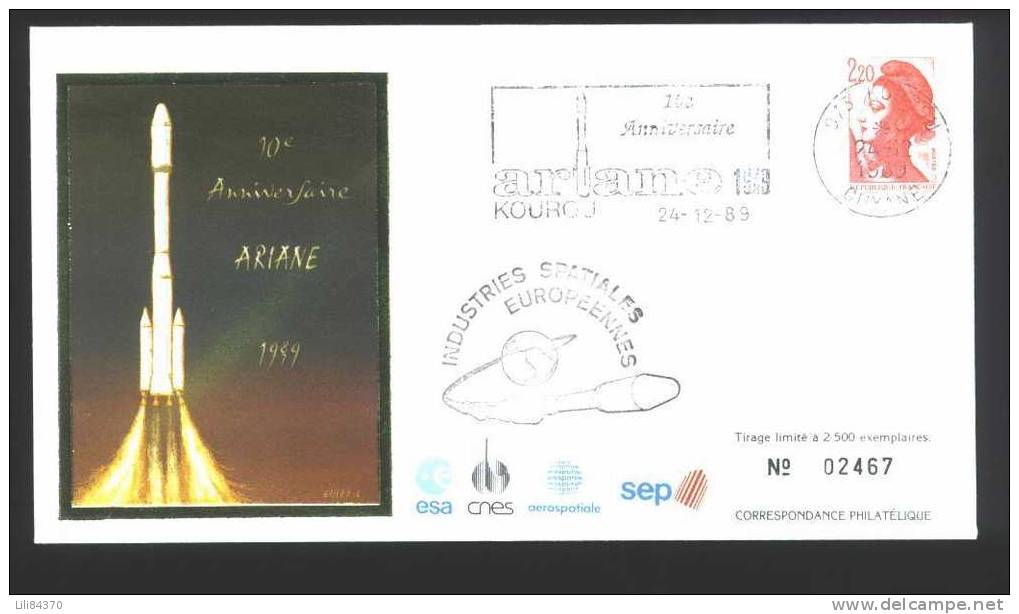 FDC .10e Anniversaire ARIANE    24.12.1989 - Europa