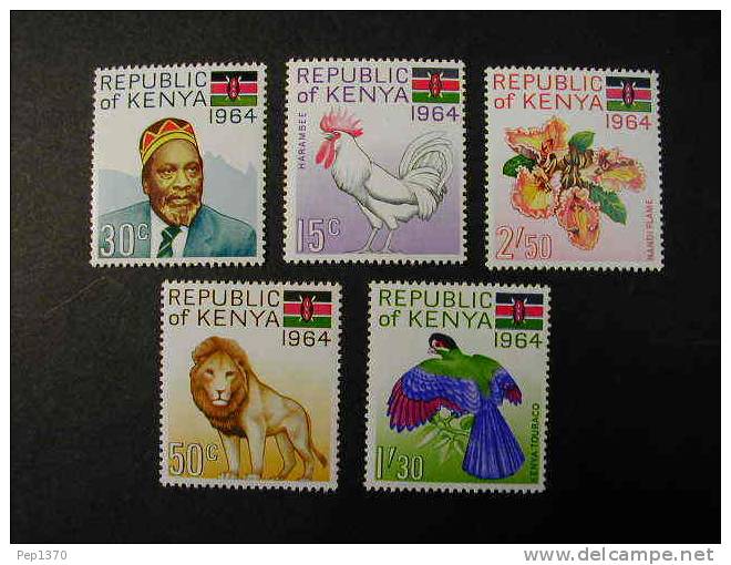 KENYA 1964 - PROCLAMACION DE LA REPUBLICA - YVERT 15-19 - Kenia (1963-...)