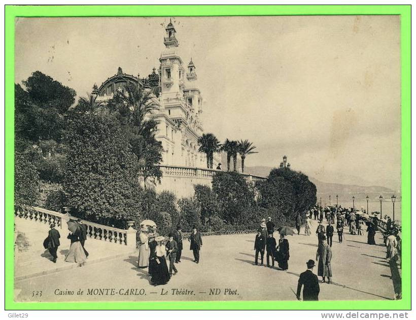 MONTE-CARLO, MONACO - CASINO - LE THÉATRE - ANIMÉE - ND PHOT. - CIRCULÉ EN 1909 - - Spielbank