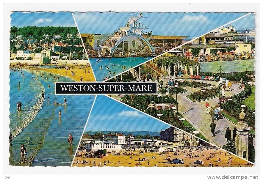 WESTON-SUPER-MARE, Somerset : The Beach, Swimming-Pool, The Tennis Courts ; 1972 ;TB - Weston-Super-Mare