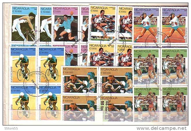 1990   Olympic Games- Barcelona 7v- Used (O)  X 4   Nicaragua - Ete 1992: Barcelone