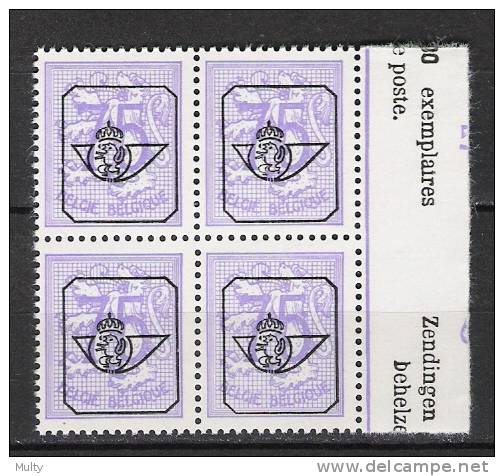 Belgie OCB V789 (**) In Blok Van 4. - Typo Precancels 1951-80 (Figure On Lion)