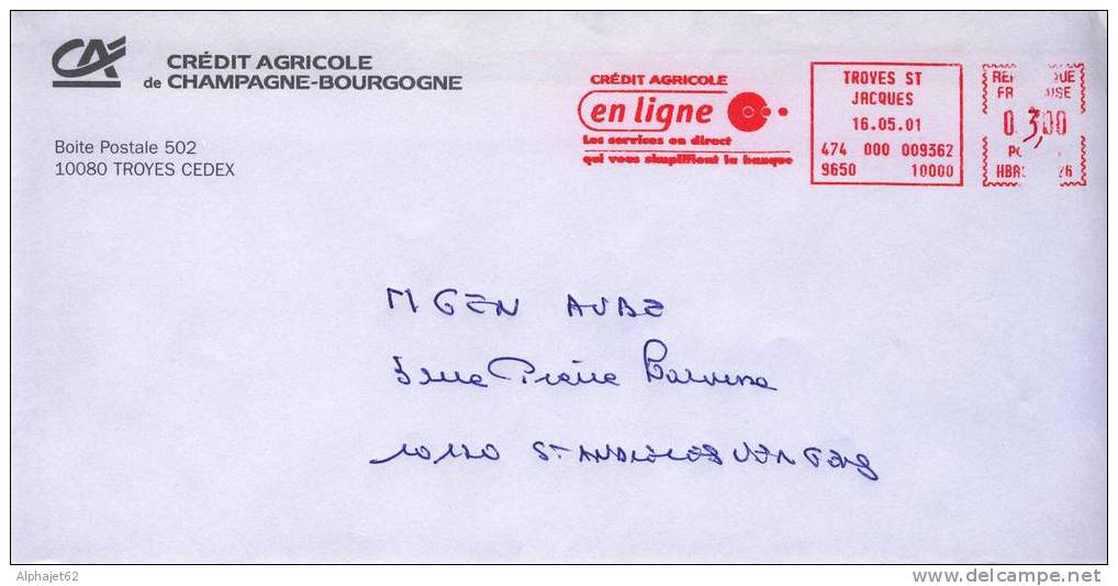 Banque - EMA - Crédit Agricole - FRANCE - Troyes - Aube - 2001 - Sonstige & Ohne Zuordnung