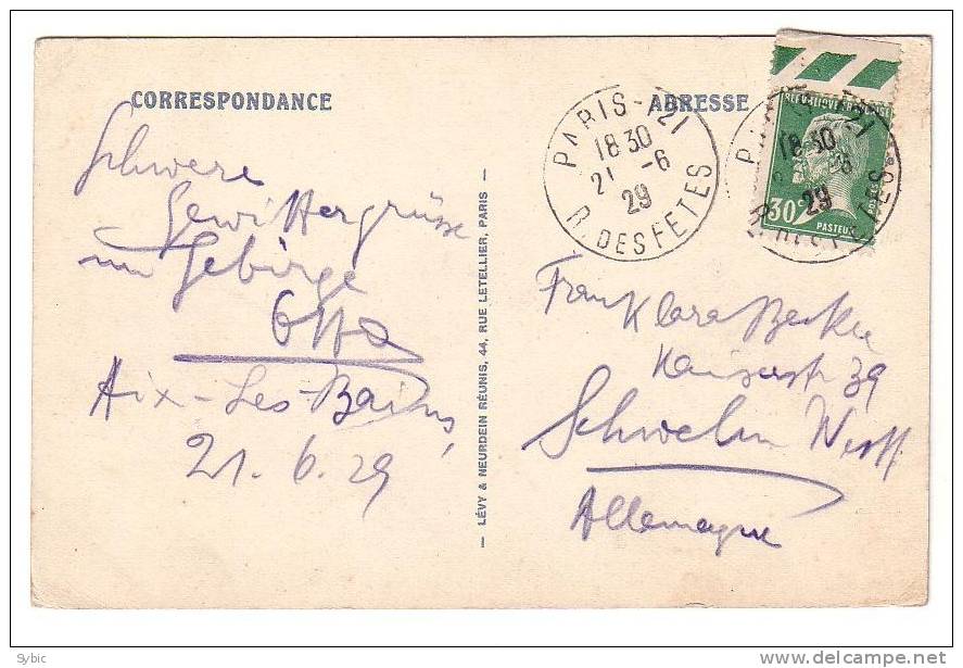FRANCE CPA Pour L´Allemagne  21/06/1929 - Paris -  Dallay 173 Cote 8€ - Briefe U. Dokumente