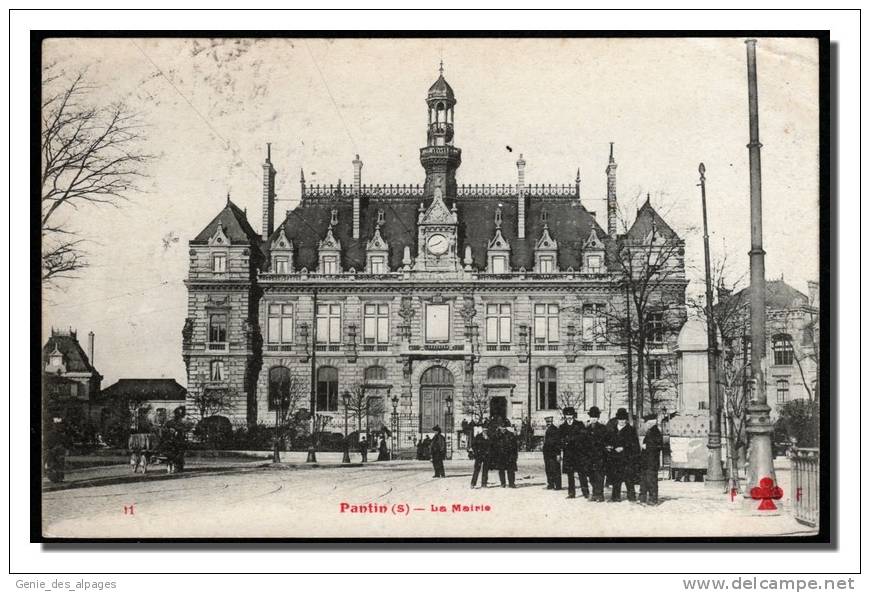 93 PANTIN, La Mairie, Animée, Ed CCC, Voyagé En 1908, Tampon Convoyeur "La Voulte S/Rhône-Ardèche" - Pantin