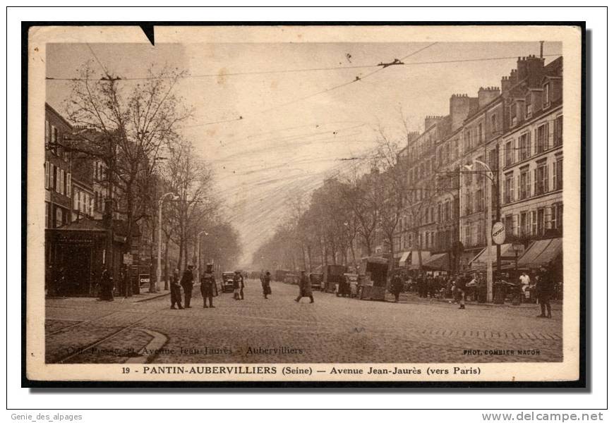 93 PANTIN-AUBERVILLIERS, Av. Jean Jaurès, Ed Combier, Voyagé En 1949, Bord Sup.découpé. - Pantin