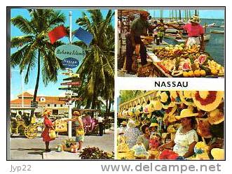Jolie CP Bahamas Nassau Multivue - Marché Fruits Et Légumes Artisanat Chapeaux Sacs  - Pas écrite - Bahamas
