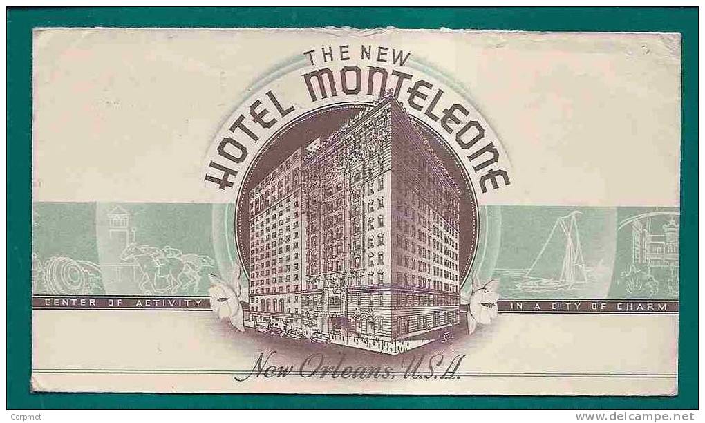 HOTEL MONTELEONE - XF SUPER ADVERTISEMENT 1940 NEW ORLEANS COVER To RHODE ISLAND - Hôtellerie - Horeca