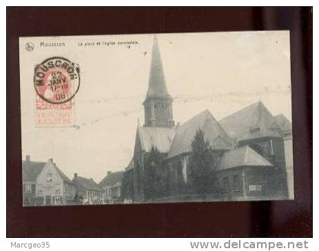 28172 Mouscron La Place & L'église Paroissiale édit.contrez Belle Carte - Moeskroen