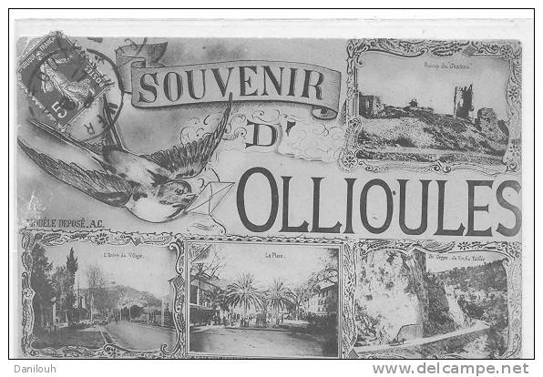 83 //// OLLIOULE, Souvenir D´Ollioule, Hirondelle Apportant Le Courrier, + 4 Vues, - Ollioules