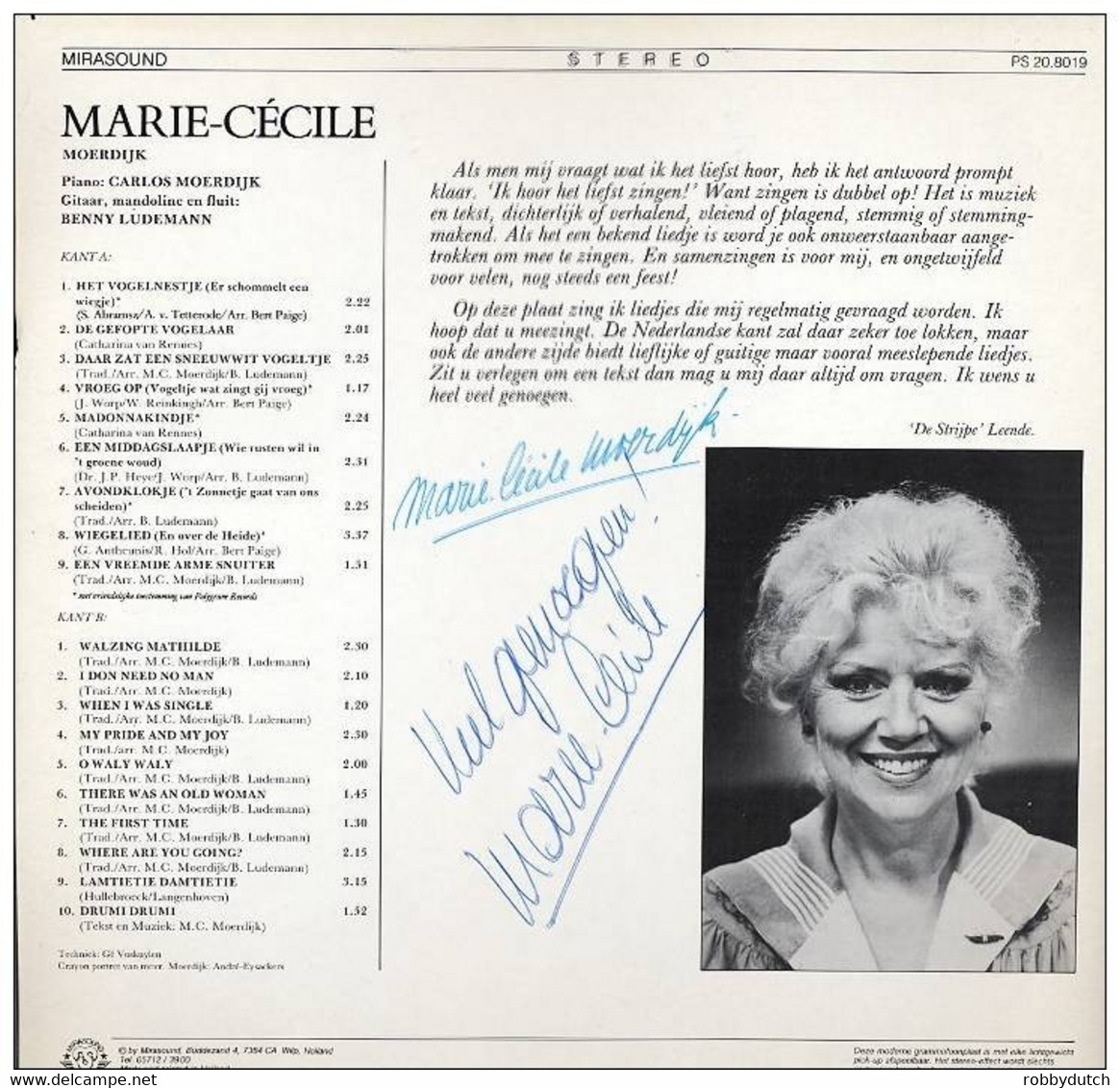 * LP * MARIE-CÉCILE MOERDIJK - MARIE-CÉCILE With Autograph, Hand Signed - Autogramme