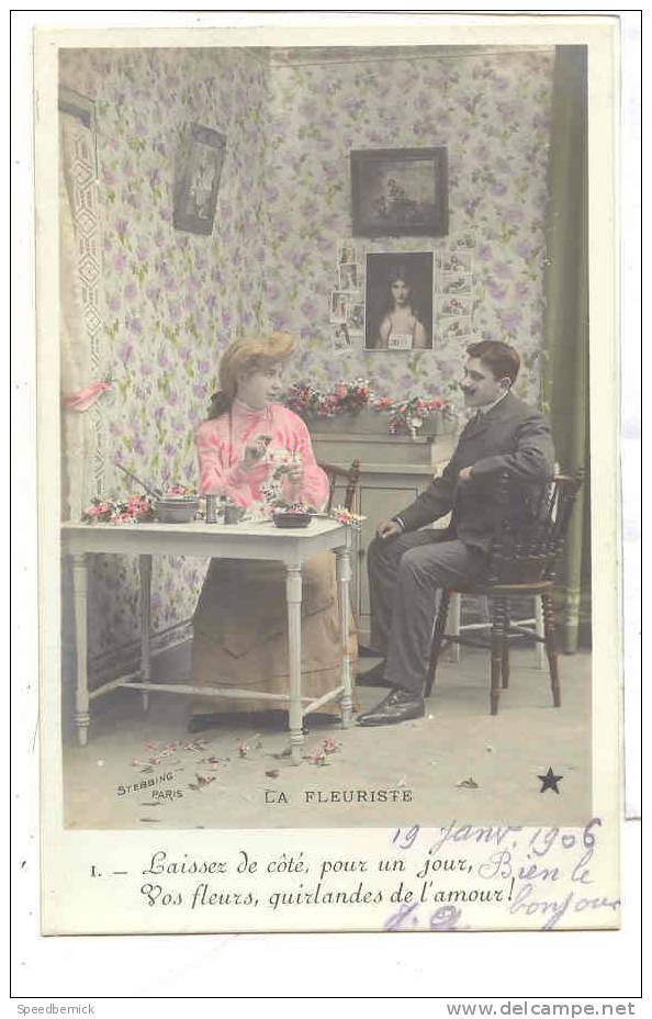 10992 La Fleuriste . 1 Laisser De Coté Guirlandes Amour . étoile Stebbing Paris Série 919 . Intérieur 1900 - Artisanat