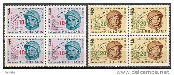 BULGARIE - 1964 - Exposition Cosmique Int. De Riccione - Tim.de 1963 Avec Surcharge - 2v - Bl.du 4** - Unused Stamps