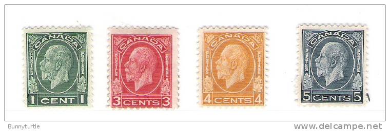 Canada 1932 King George V 1c 3c 4c & 5c MLH/Mint - Unused Stamps