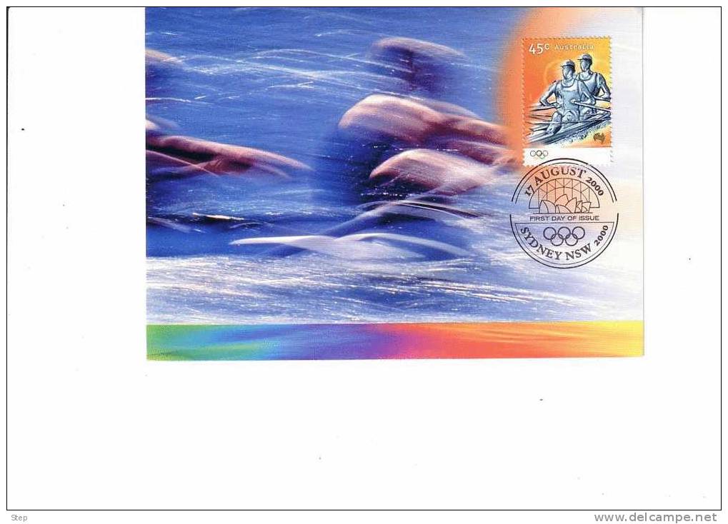 PAP AUSTRALIE : ENTIER POSTAL-CARTE MAXIMUM Avec Oblitération PJ JO De SYDNEY 2000 AVIRON - Aviron