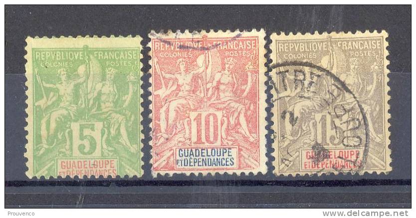 GUADELOUPE  1900   YT  40 41 42 TB - Used Stamps