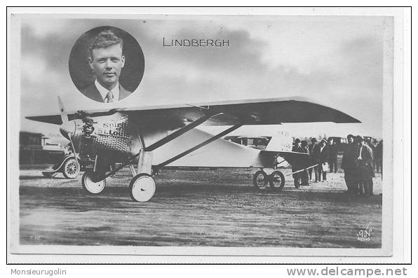 AVIATION ) LINDBERGH, Sur Le Spirit Of St Louis, CPSM 9 X 14 ** - Aviatori