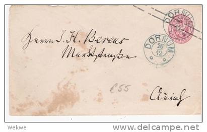 Pre129/ Preussen -  Pr.-GA Mit Dornum (Hannoverstempel) Nachverwendet Nach Aurich - Postal  Stationery