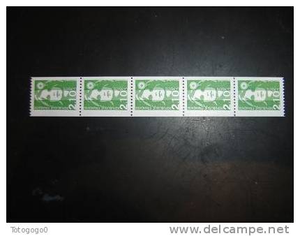 FRANCE  ROULETTE N° 90 5 TIMBRES 2F10 MARIANNE DU BICENTENAIRE - Roulettes