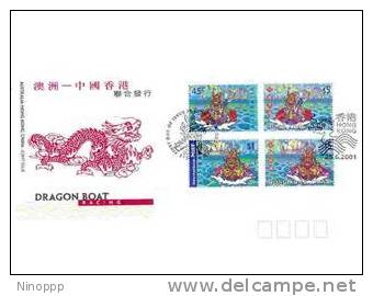 Australia   2001 Hong Kong  China Joint Issue (4)   FDC - Primo Giorno D'emissione (FDC)