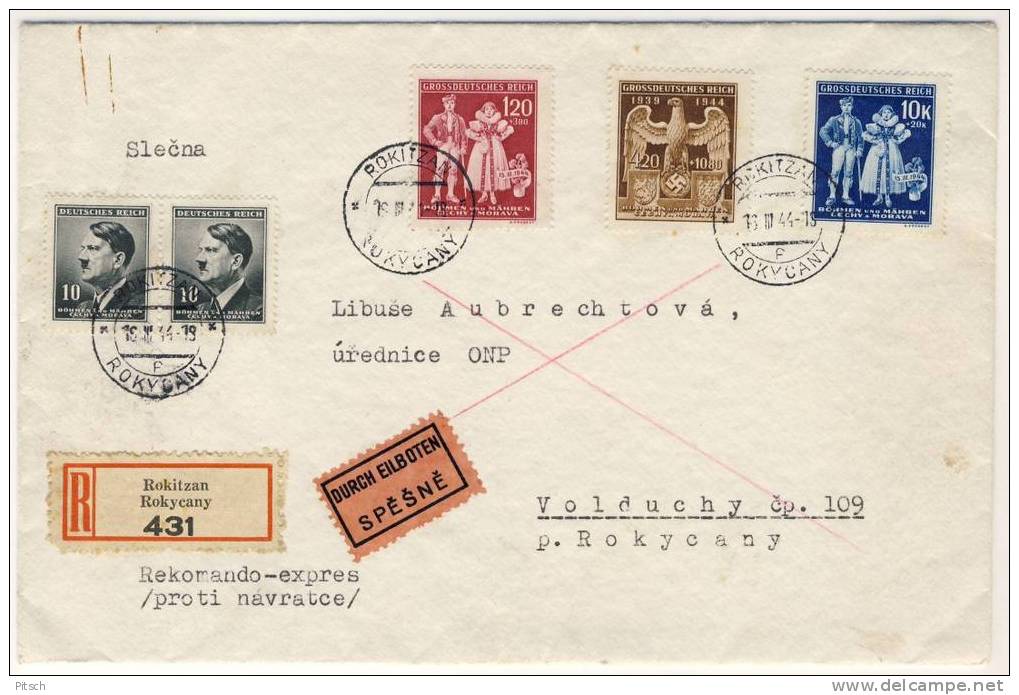 Böhmen Und Mähren 1944 - Rückscheinbrief - Storia Postale