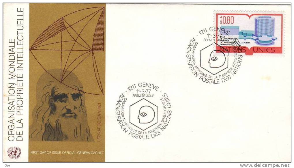 NAZIONI UNITE 1977 - FDC - Yvert 63(ginevra) - Annullo Speciale Illustrato  - Proprietà Intellettuali - Other & Unclassified