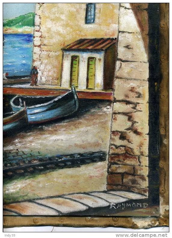 - PORT GRIMAUD . HUILE SUR TOILE SIGNEE TITREE ET DATEE 1974 AU DOS - Huiles