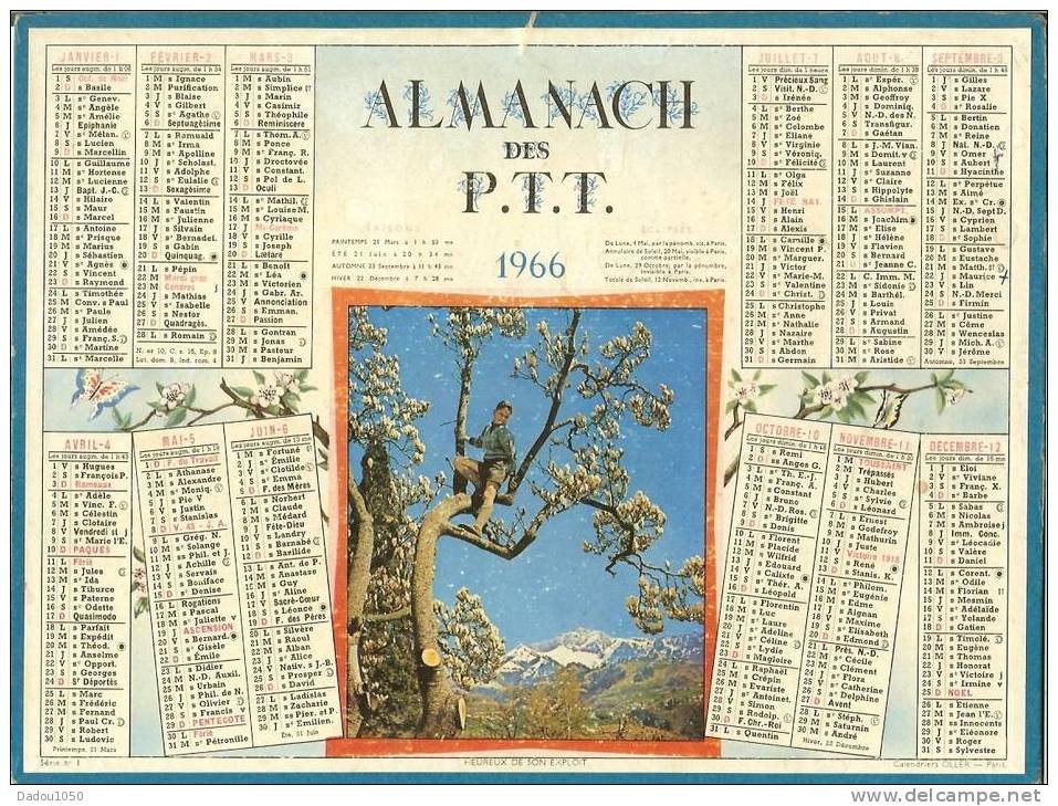 ALMANACH DES PTT 1966 Saone Et Loire Oller - Big : 1961-70