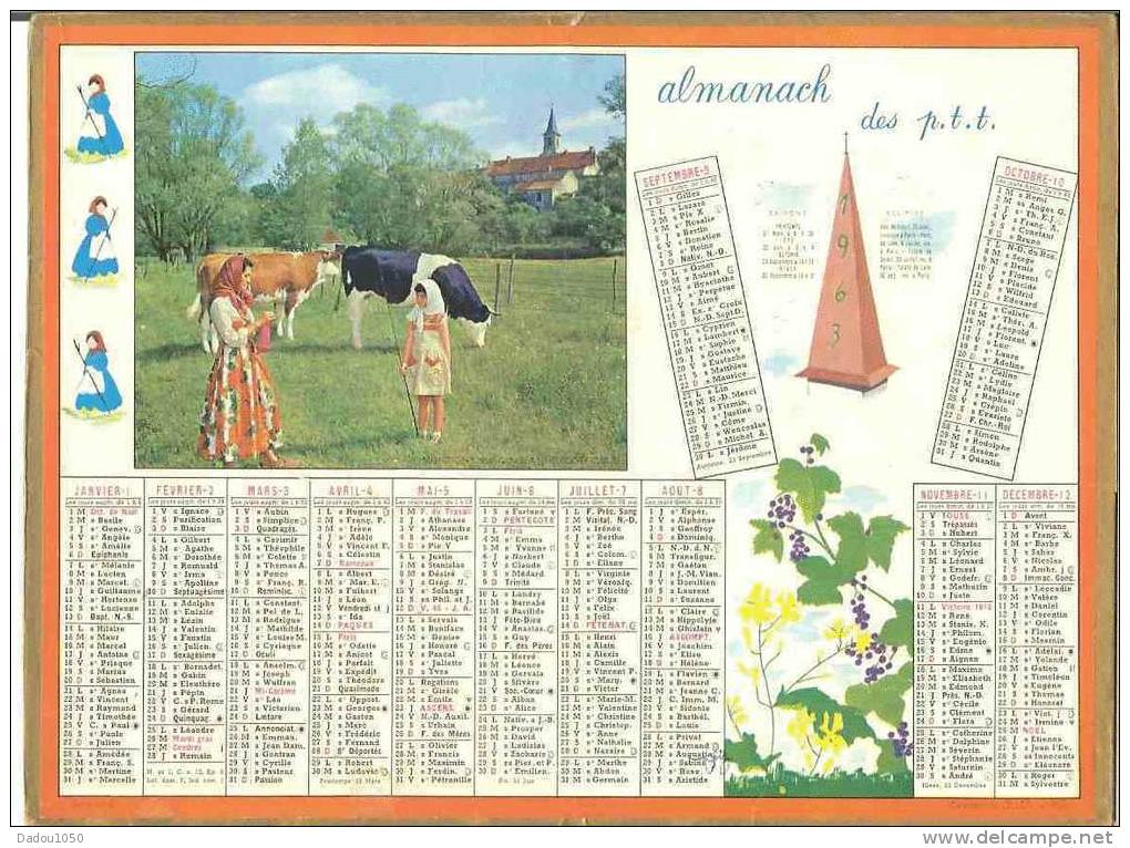 ALMANACH DES PTT Saone Et Loire 1963 Oller - Big : 1961-70