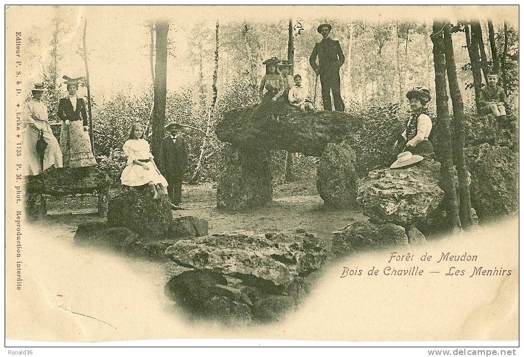 Cp 92 CHAVILLE Bois De (forêt De Meudon ) Les Menhirs (nuagée Type 1900) - Chaville